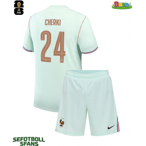Frankrike Rayan Cherki #24 Bortaställ Barn VM 2026 Kortärmad (+ Korta byxor)